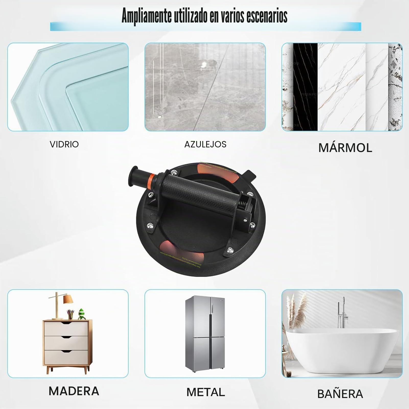 Pack de 2 Elevador de ventosa de 8" Elevador de azulejos Ventosa de cristal, Elevador de vacío Elevador de ventosa Elevador de cristal, Elevador de ventosa para cristal, Potentes ventosas industriales