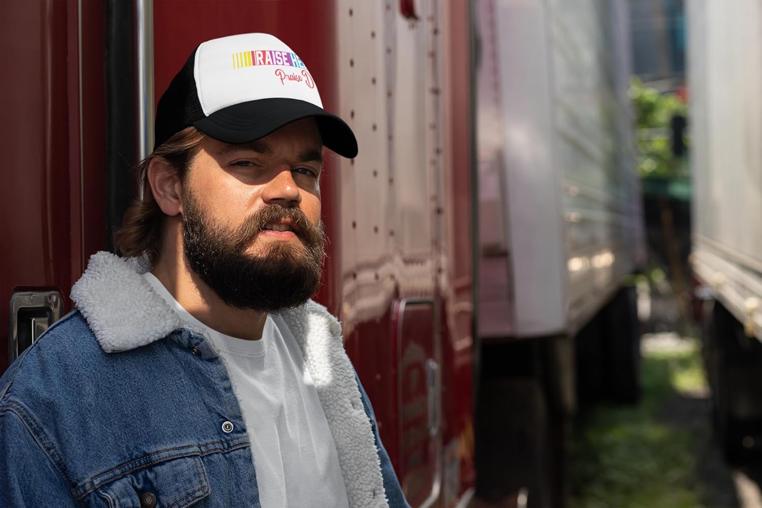 Raise Hell Praise Dale Snapback Trucker Hat for Men or Women, Vintage Fit with Funny Novelty Graphic, Custom Mesh Cap - Image 3