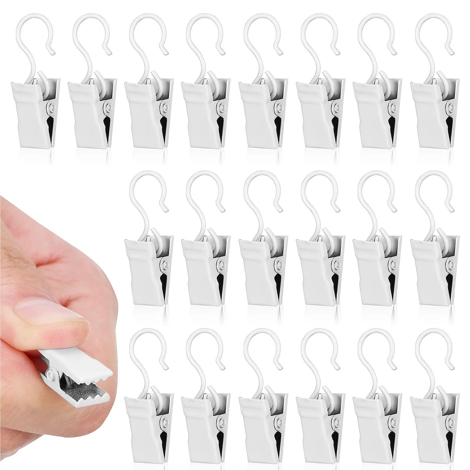 Curtain Rings 80Pcs Hook Clip Set Metal Hanger White Clips with Hooks for Home Decor