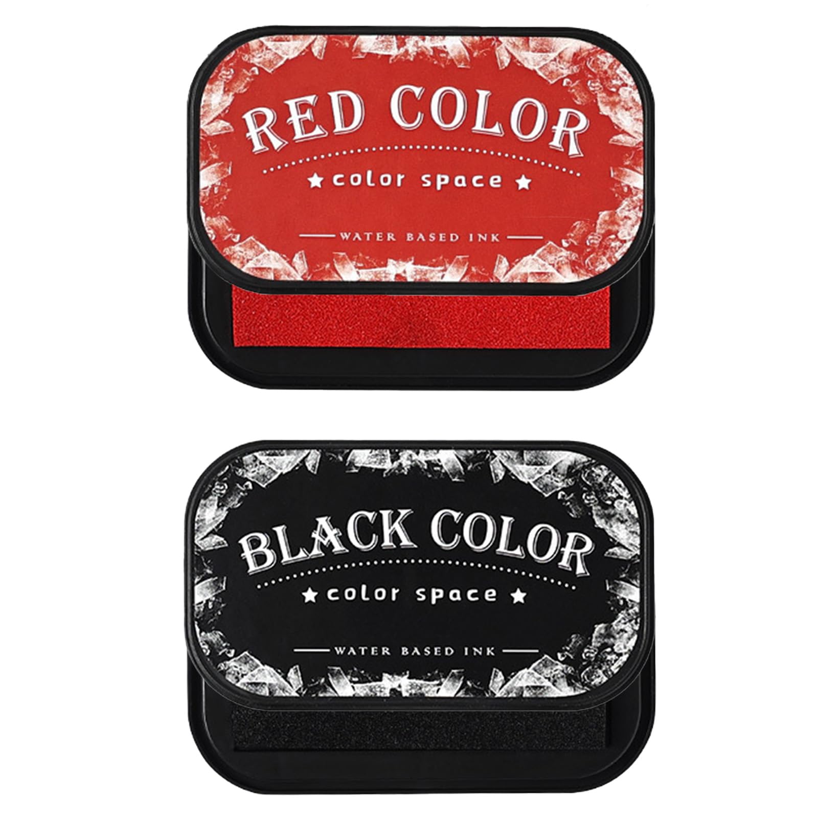 2 PCS Ink Pads for Stamping, Ink Pad, Quick-Drying Formula for Professional Documents, Crafting Projects and Family Activities, Two Ink Pads in Black and Red Colours