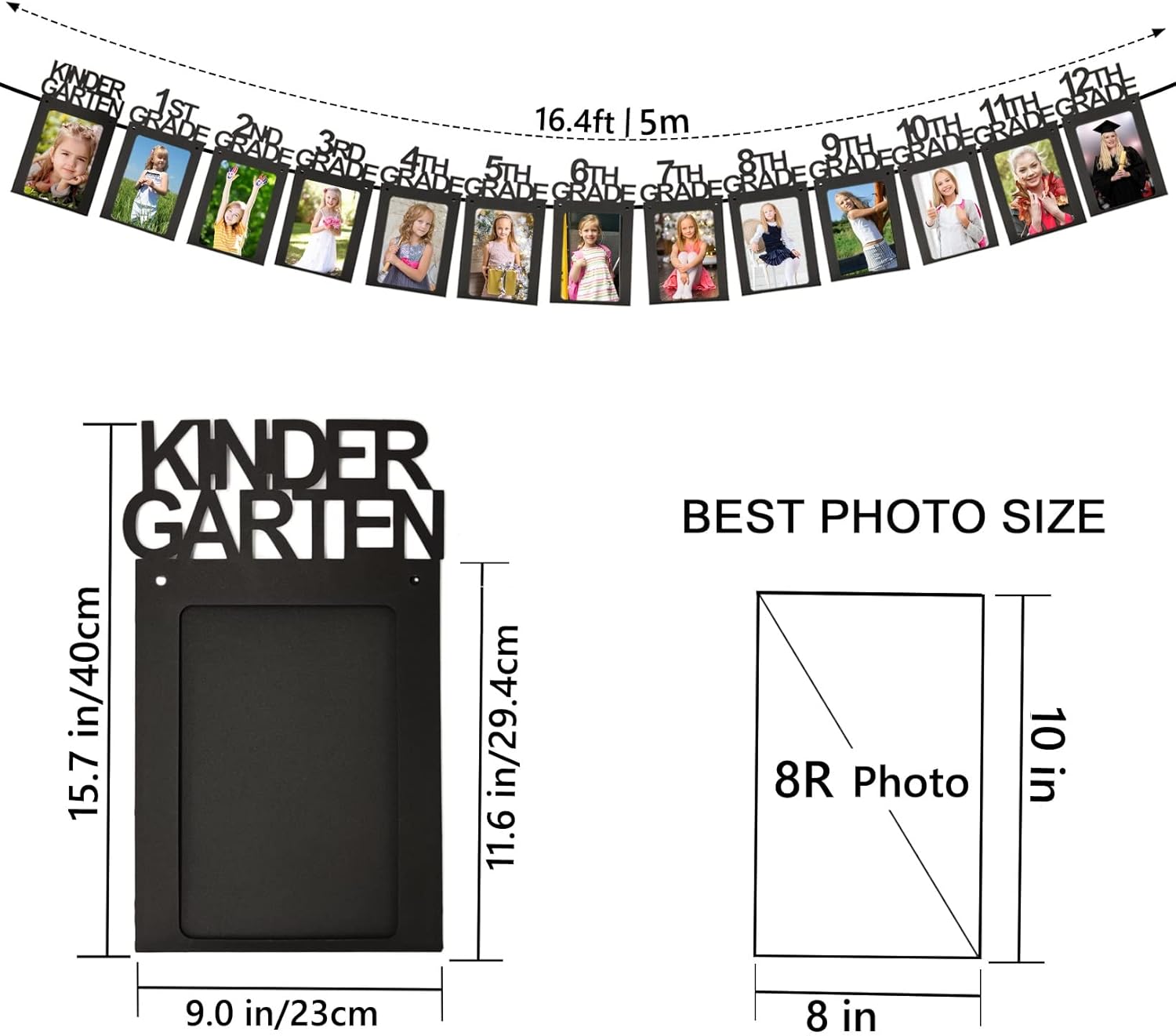 2026 Graduation Decorations Photo Banner K-12 Party Decor Class of 2026 Decorations 8x10 Paper Photo Frame Picture Banner for High School Senior K022