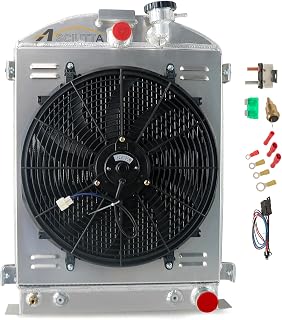 4 Row Aluminum Radiator For 1932 Ford Model A Chopped/Chevy V8 Engine 32 Full Aluminum Radiator + Shroud Fan + Relay Kits