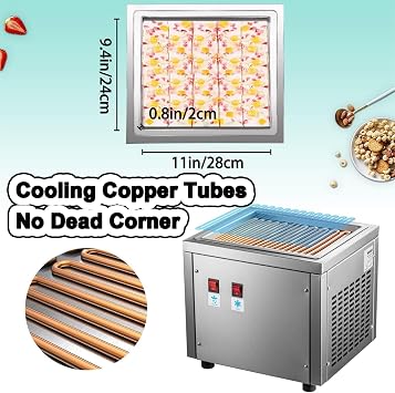 Commercial Ice Cream Machine, Stainless Steel Double Pan Stir-Fried Ice Roll Maker for Bars, Cafés, Dessert Shops, Yogurt Cream Device