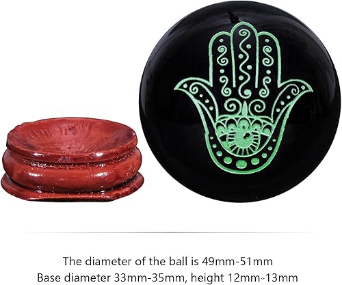 Miniatura 10 de Rockcloud Bola de meditación con esfera de piedra de obsidiana negra con base de madera para decoración del hogar