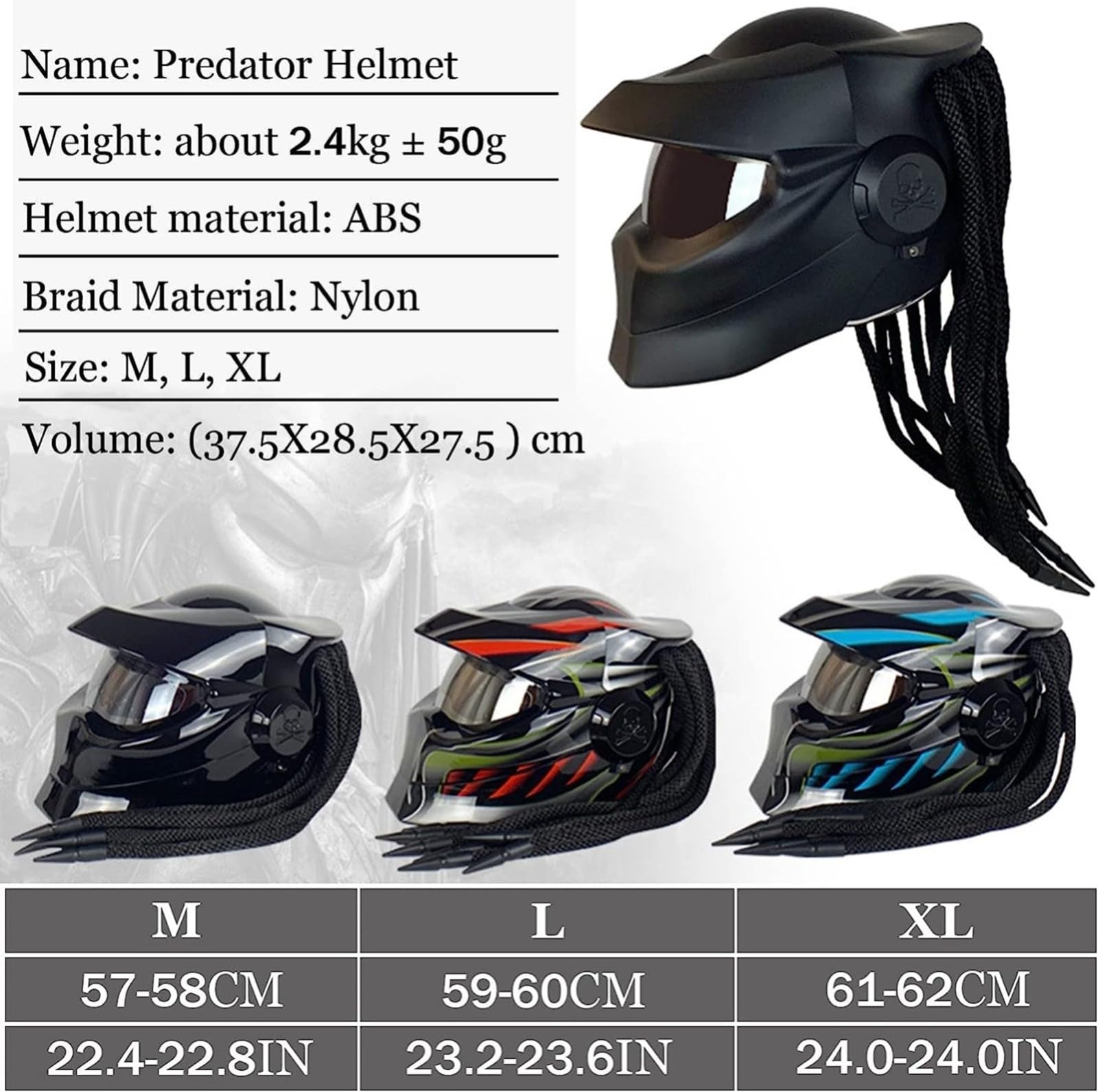 Casco Integral Motocicleta Trenzas Y Luces De Advertencia Aprobado por ECE Casco Moto Integrado para Adultos Carreras Ciclomotores Todoterreno para Hombre Mujere