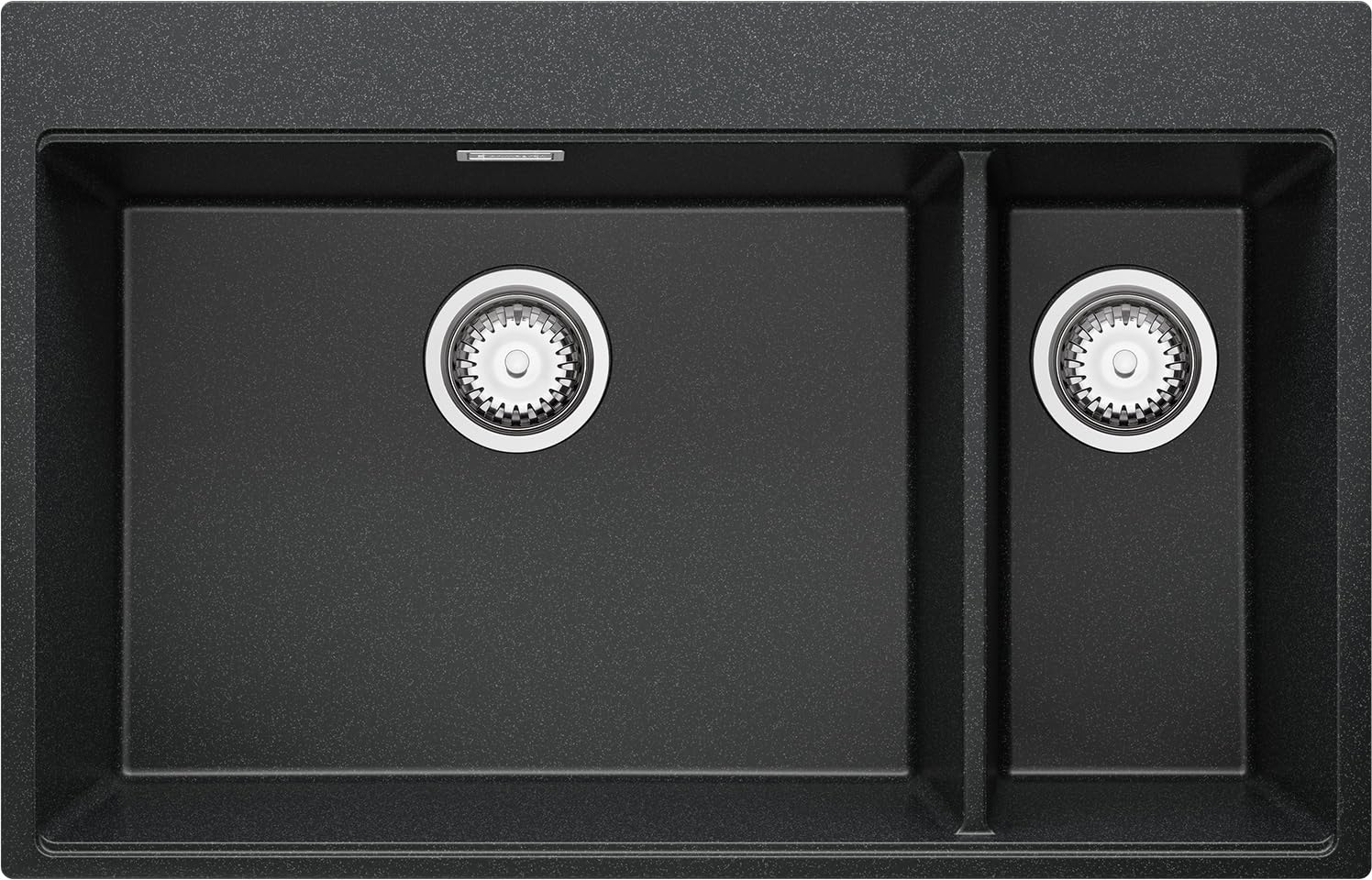 PRIMAGRAN Fregadero Cocina Grafito - Oslo Duo Top, 78x50cm | Granito 2 Senos + Sifón, sobre Encimera al Mueble 80cm (S003)