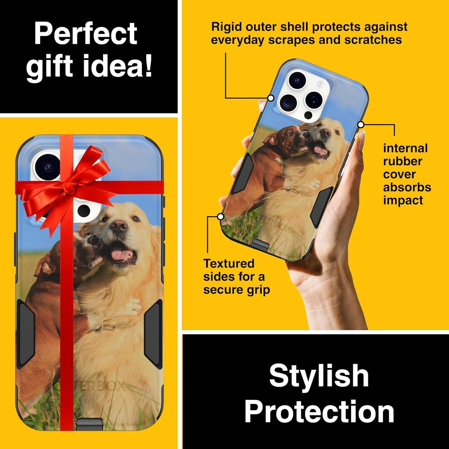 OtterBox iPhone 15 Pro - Customizable Case - Commuter MagSafe Series - Personalize with Photo & Text - Snaps to MagSafe - Raised Edges Protect Camera & Screen - Non-Retail - Black