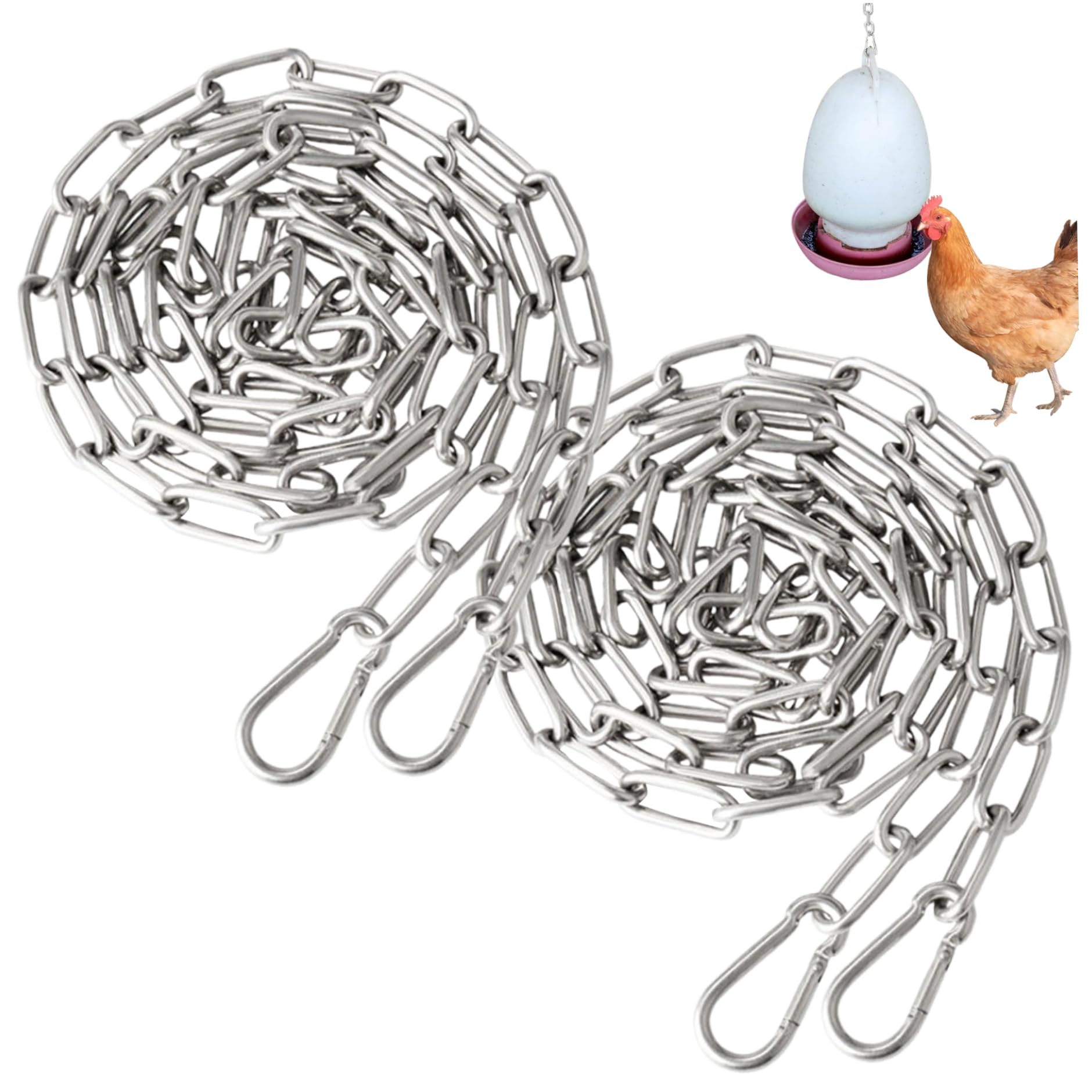 Chaîne en acier inoxydable de 2 m avec 4 crochets robustes et capacité de charge de 80 kg