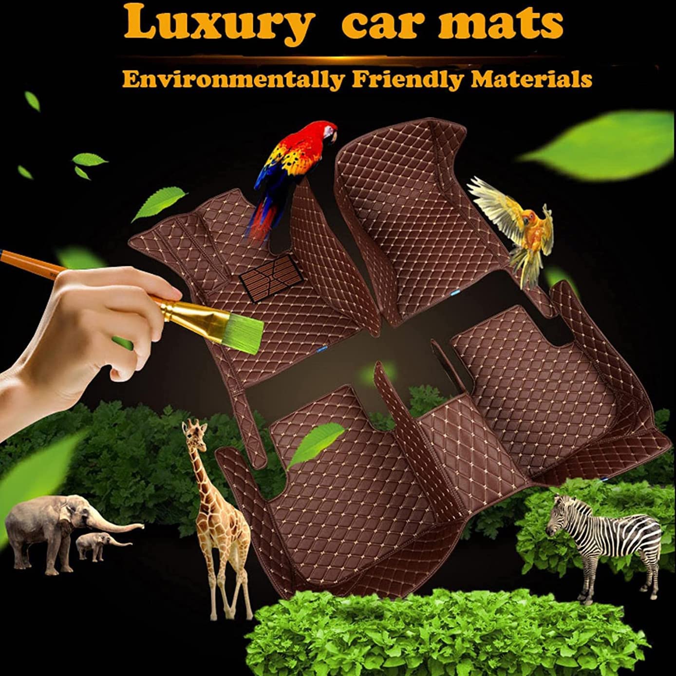 REMAZ Tappetini Auto In Pelle Per Renault Koleos I (2009-2015) - Set Abitacolo Impermeabile, Antiscivolo, Colore Nero