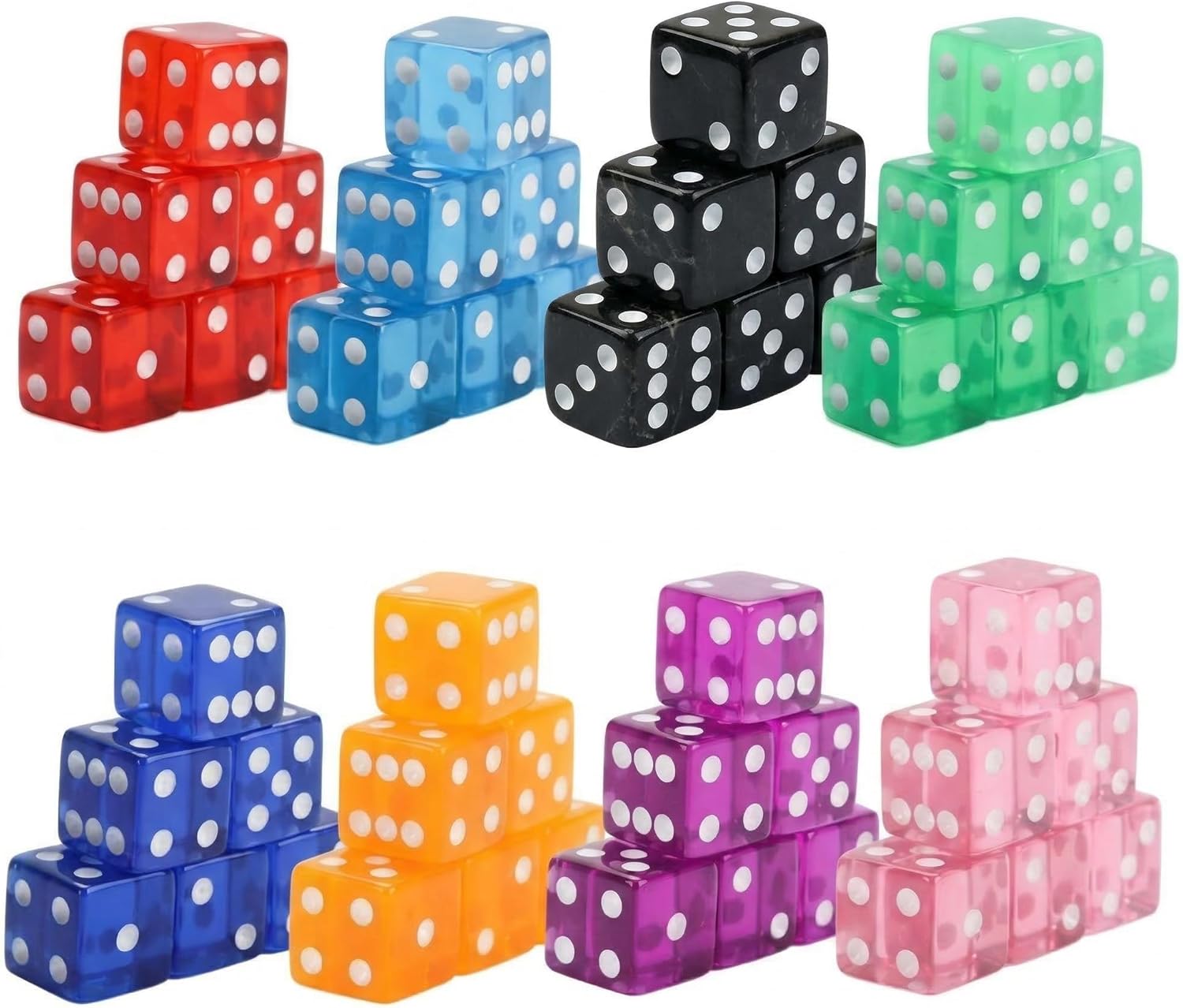 48 Pieces Casino Dice Set: 19mm Large Dices Standard Game Acrylic 8 Sided Colored Dice Bulk for Casino Theme Party Board Games Vegas Birthday Math