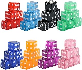 48 Pieces Casino Dice Set: 19mm Large Dices Standard Game Acrylic 8 Sided Colored Dice Bulk for Casino Theme Party Board Games Vegas Birthday Math