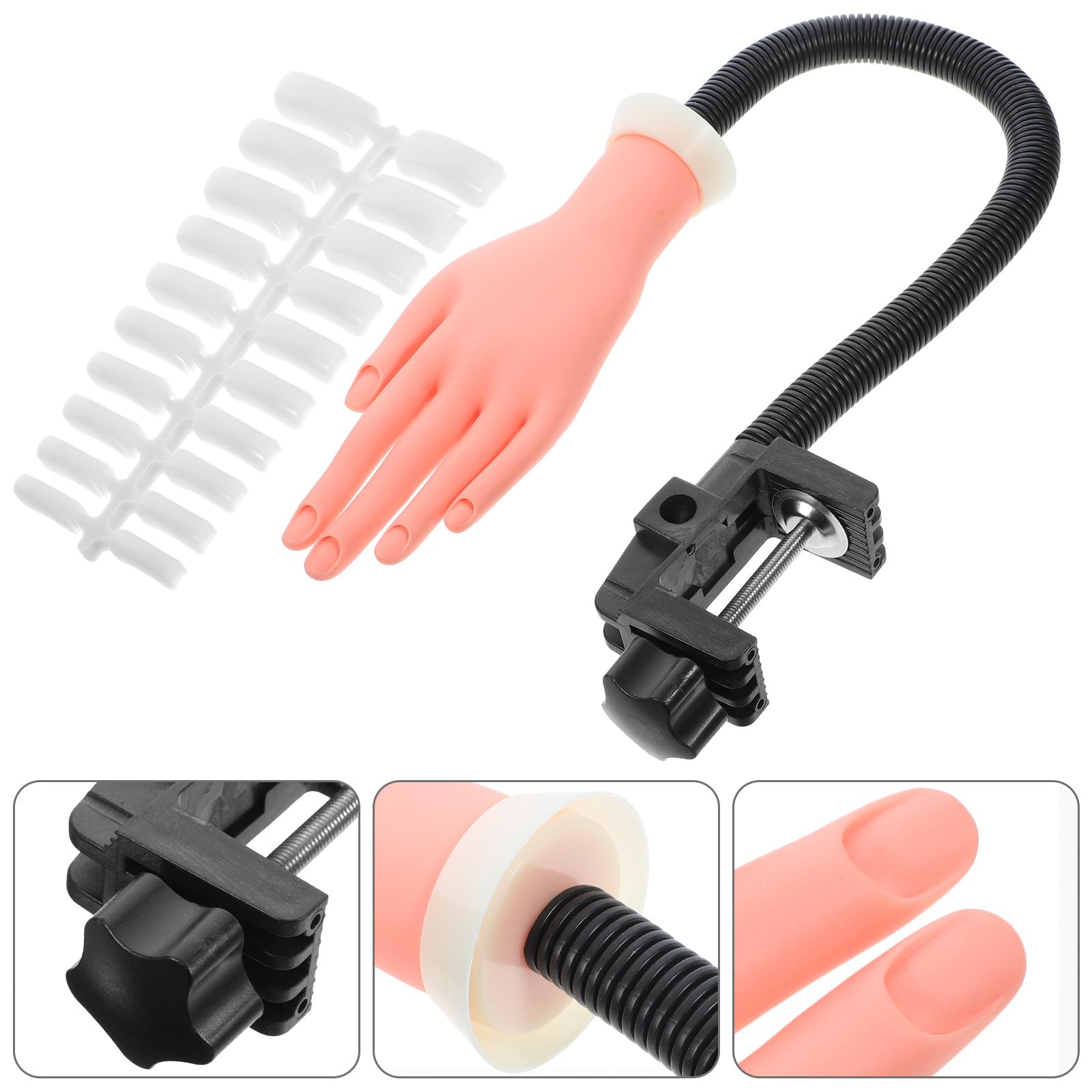 Flexibles Silikon Übungshand Modell mit 100 Kunststoff Nagelkunst Nagelspitzen für Nagelkunst Übung und Maniküre Anfänger Geeignet