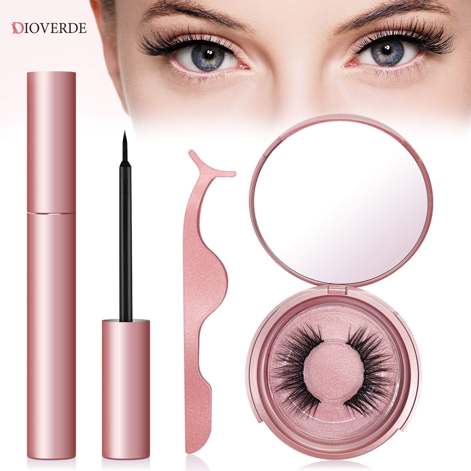 DIOVERDE Magnetic Eyeliner, Magnetic Eyeliner With Magnetic Eyelashes, Best Magnetic Eyeliner With Magnetic Eyelashes and Tweezers