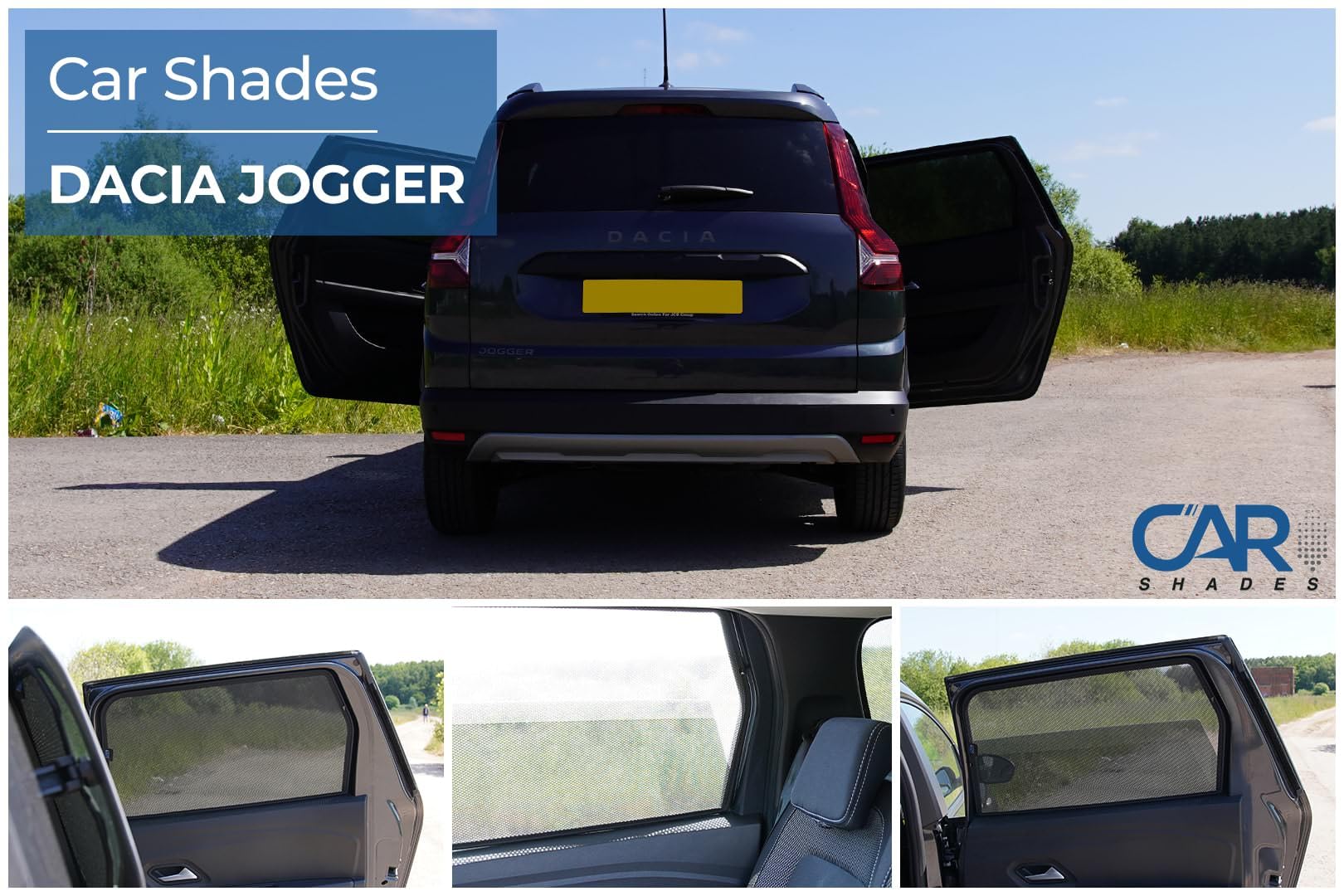 CAR SHADES Set (Porte Laterali Posteriori) Compatibile con Dacia Jogger 2022- (2-Parti) Tendine Parasole su Misura
