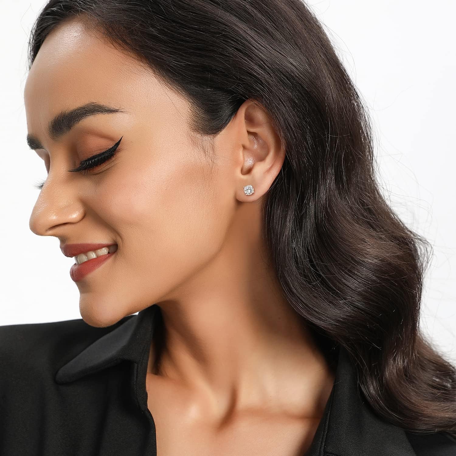 MDFUN Titanium Stud Earrings Set Hypoallergenic Cubic Zirconia Round Surgical Stainless Steel 4 Prong Stud Earring Jewelry for Women Men 3-8mm - Image 2