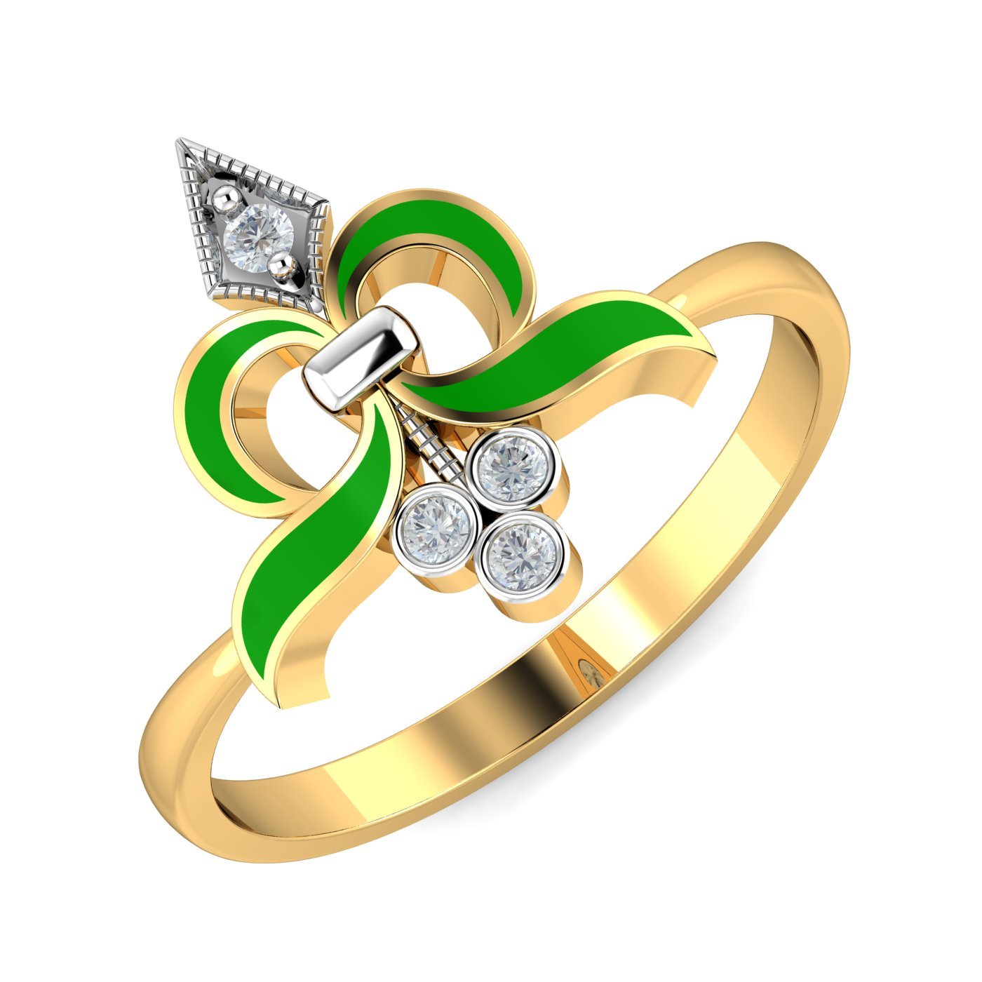 14KT Yellow Gold Inaya Enamelled Ring for Women-image-10