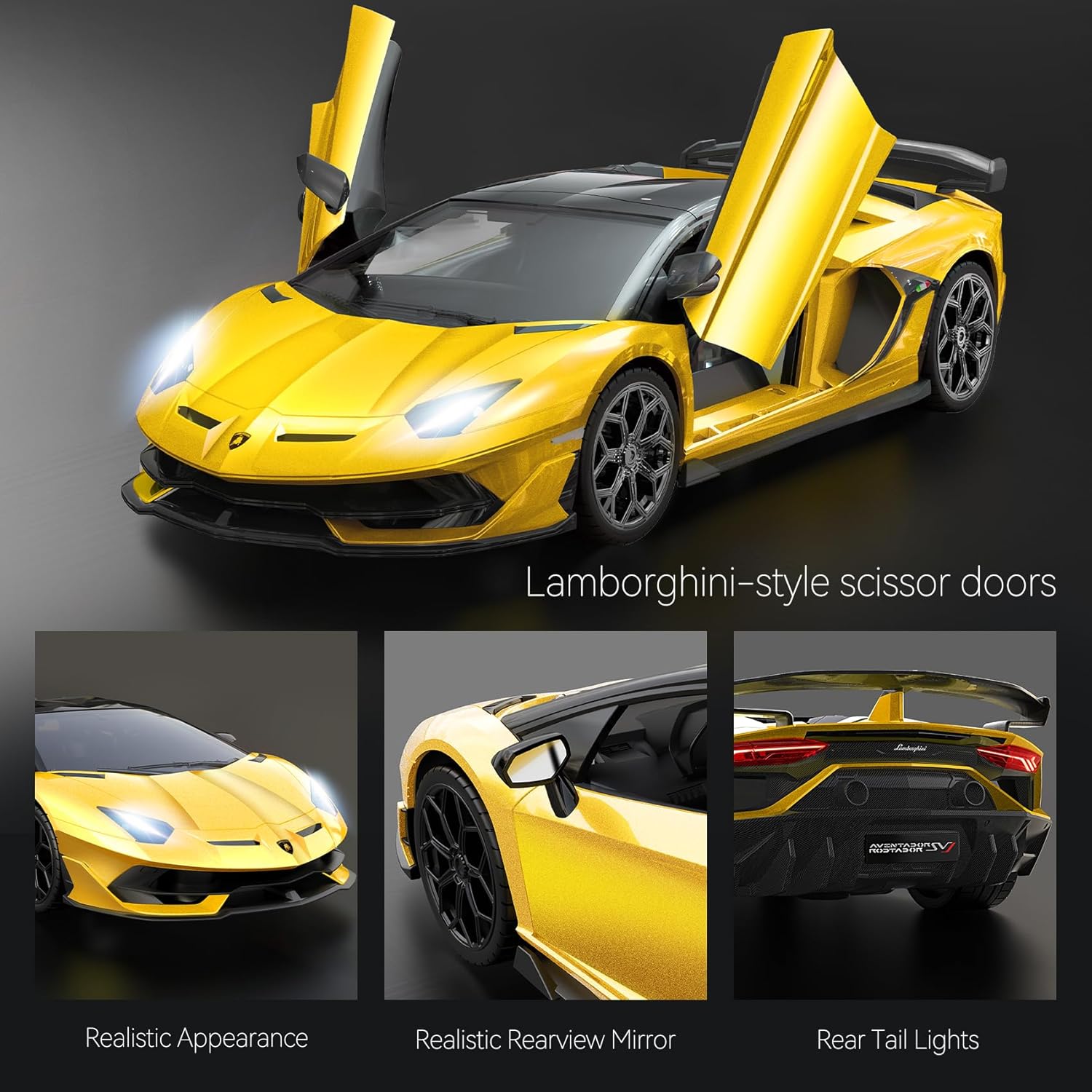AEROQUEST Lamborghini Remote Control Car, Officially Licensed 1:14 Lambo RC Car for Boys Girls Birthday Gift, Yellow Toys for 3 4 5 Years Old（Yellow）