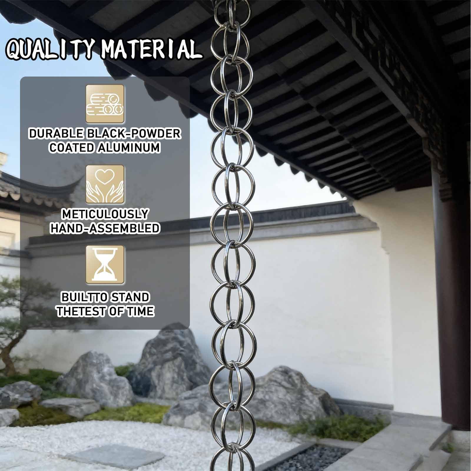 Catena da Pioggia per Grondaia, Sistema di Drenaggio Pluviale Decorativo per Giardino E Terrazza Ostituzione Moderna Ai Tubi di Scarico(2,2.2m/7ft)