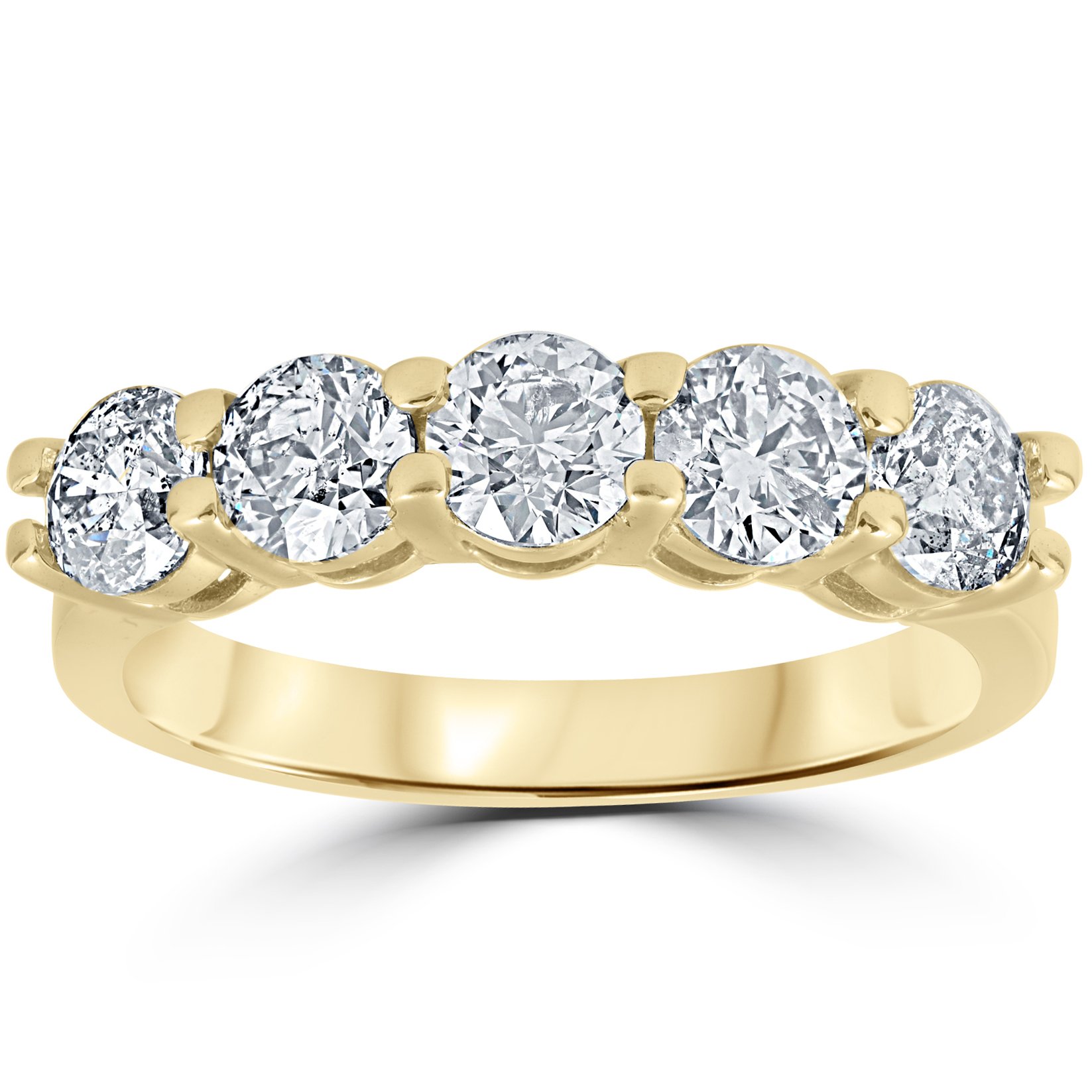 JewelMore1ct Five Stone Diamond Band 14K Yellow Gold