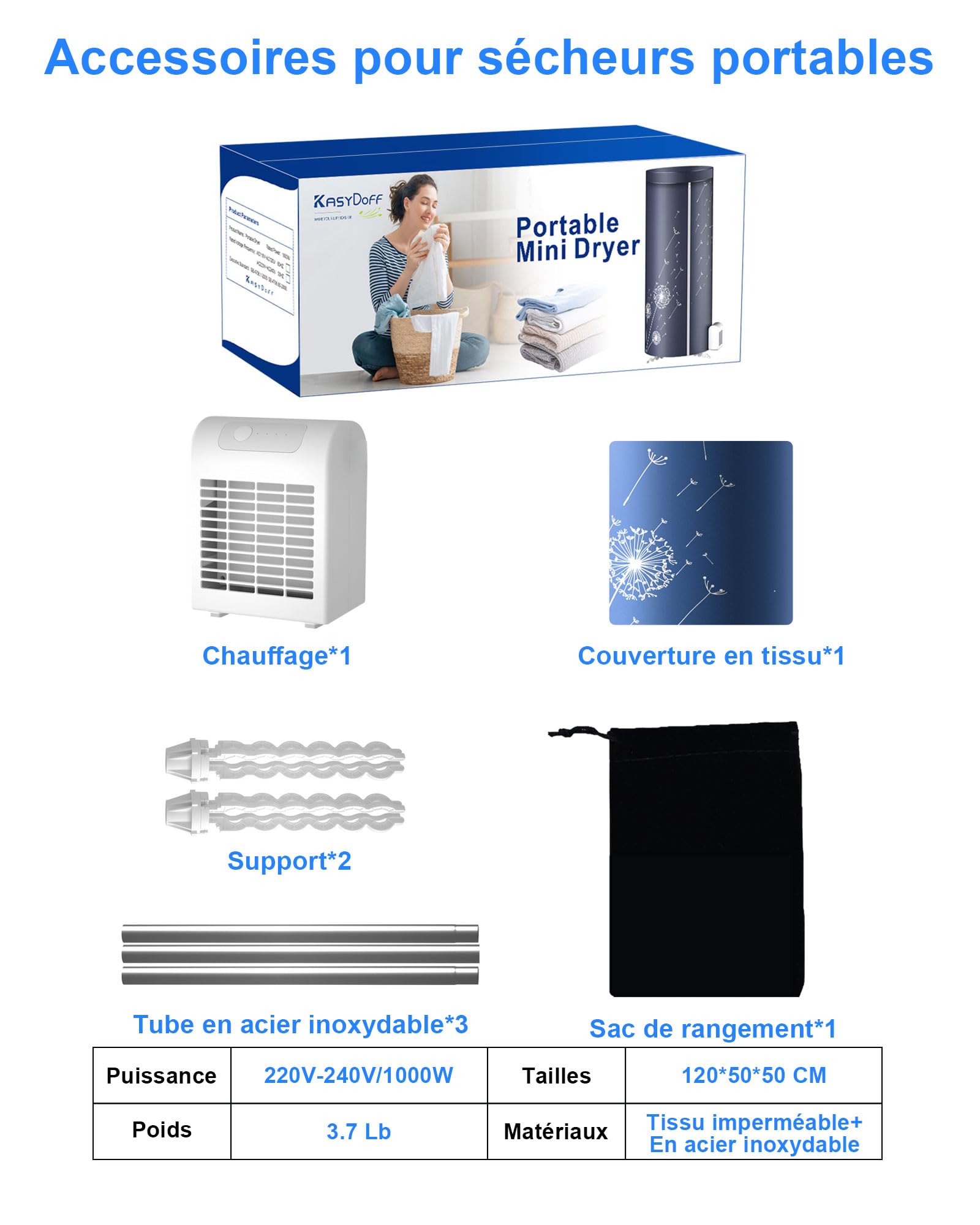 Sechoir a Linge Electrique, 1000Watts＆120CM Séchoir à Linge Etendoir Electrique Chauffant, Minuteur Automatique Pliable Sèche-vêtements, pour Appartement ou Maison