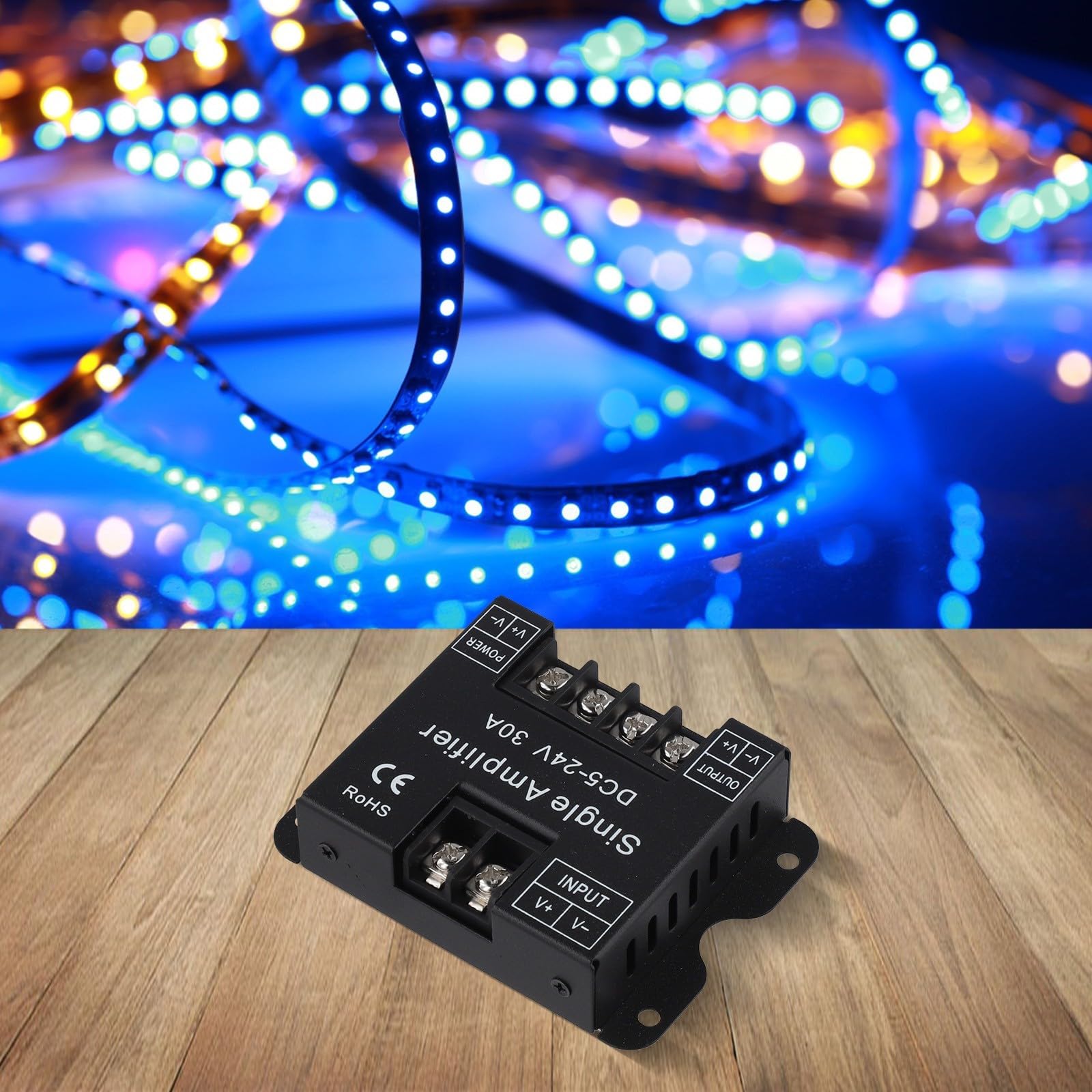 Amplificatore di segnale LED per strisce monocolore, per DC 5-24V 30A, alimentazione a canale singolo per modulo relè con alloggiamento in metallo