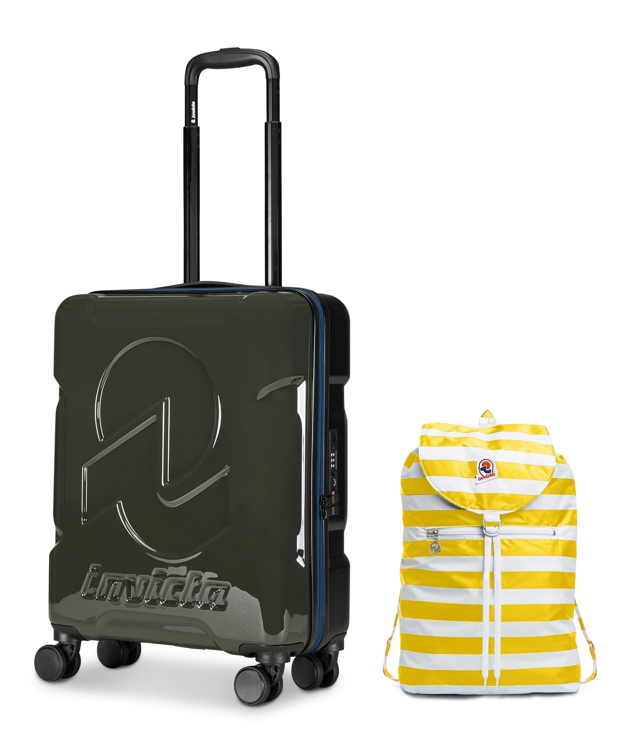 Invicta Trolley Travel - Bagaglio a Mano - Grigio - 33 Litri, Rigido da Cabina con 4 Ruote Girevoli + ZAINO MINISAC NEXT - Invicta - Viaggi e Tempo Libero