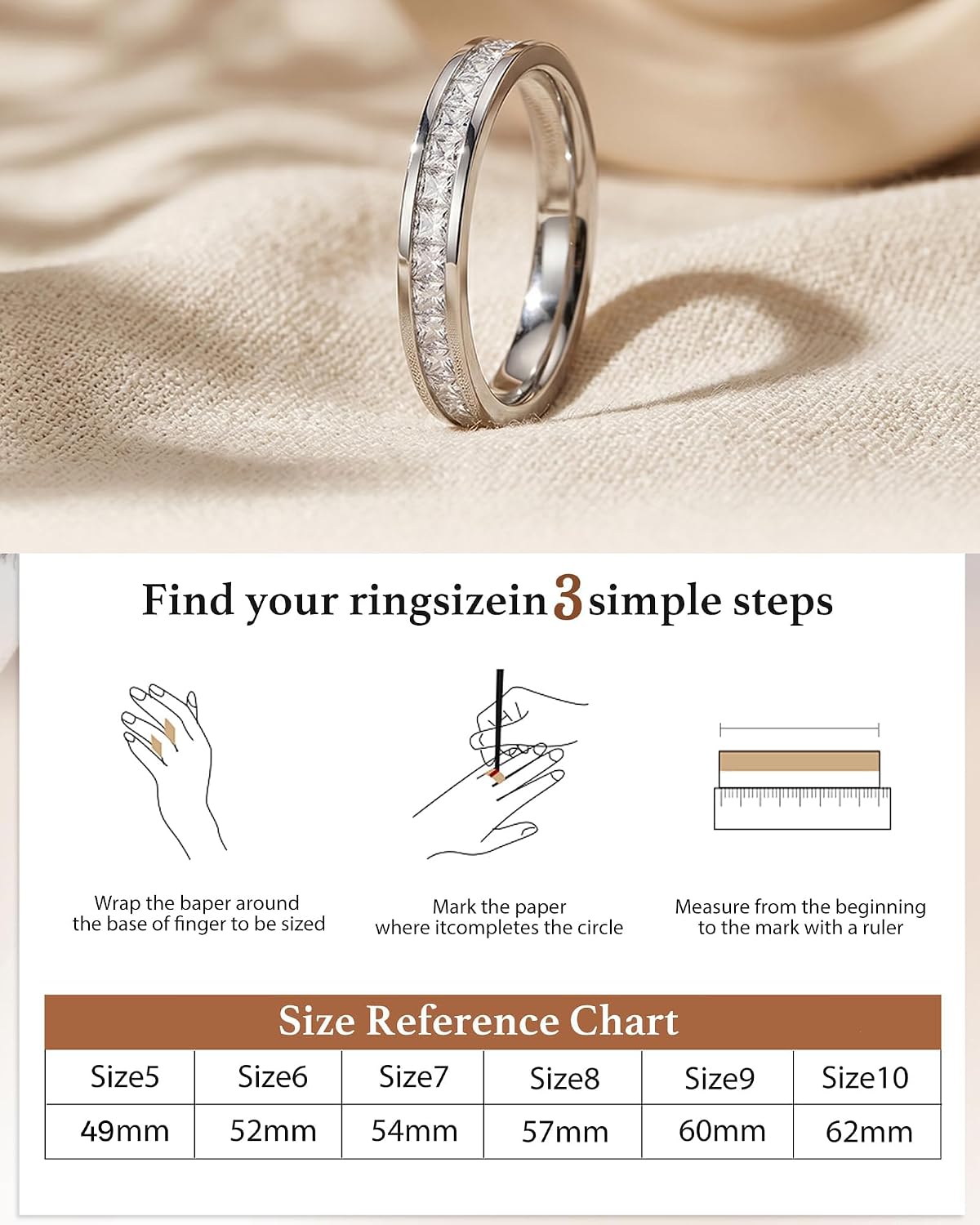 Minimalist & Romantic Single-Row Diamond Ring for Daily, Date & Wedding