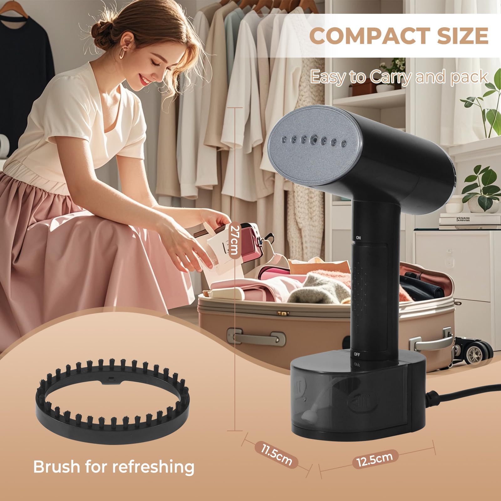 Souvik Ferro da Stiro a Vapore Portatile 1600W con Serbatoio 300ml, Preriscaldamento 15 Secondi, Professionale per Abbigliamento, Completo di Guanto – Ideale per Viaggi, Ufficio e Casa