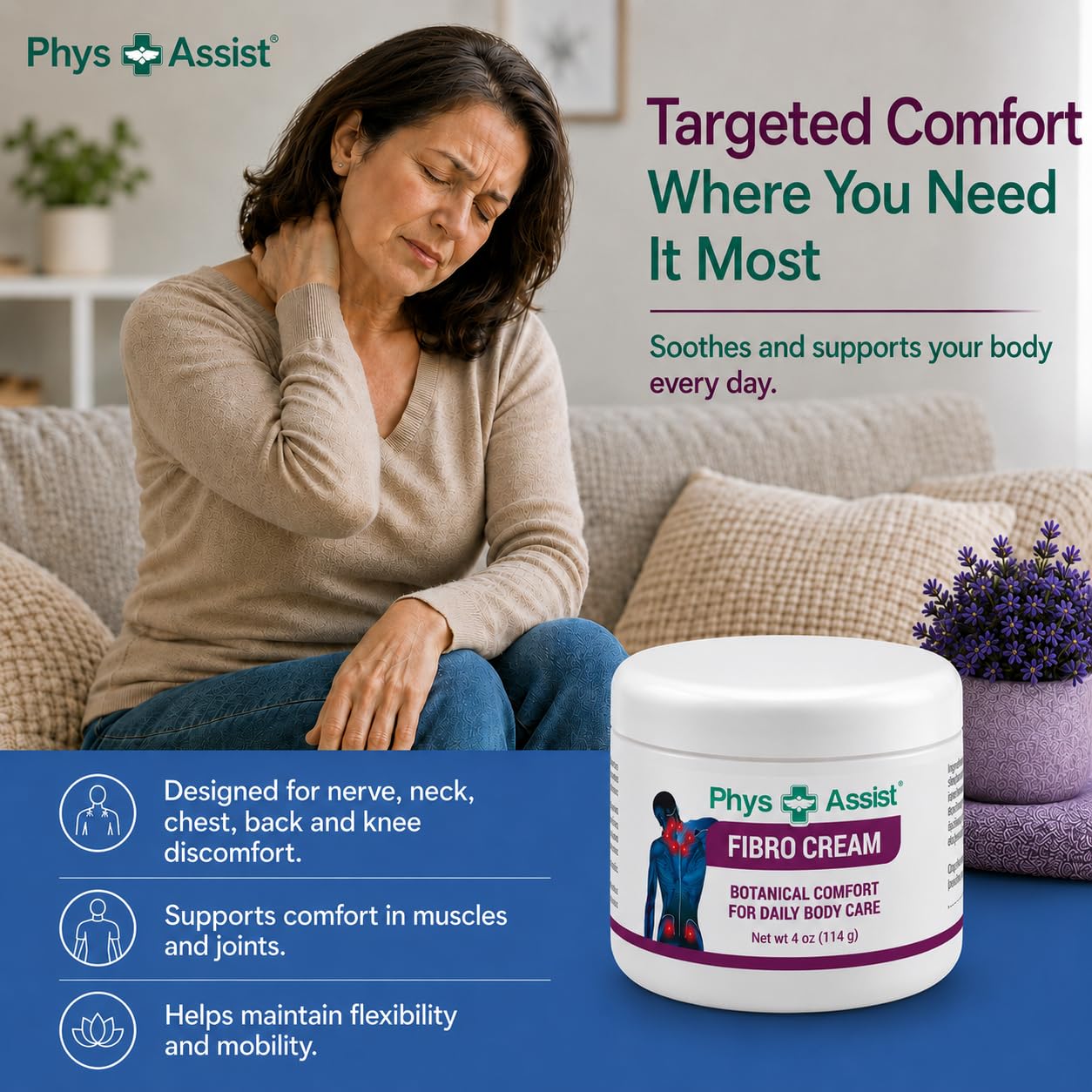 PhysAssist 4 oz Fibromyalgia Cooling Botanical Cream