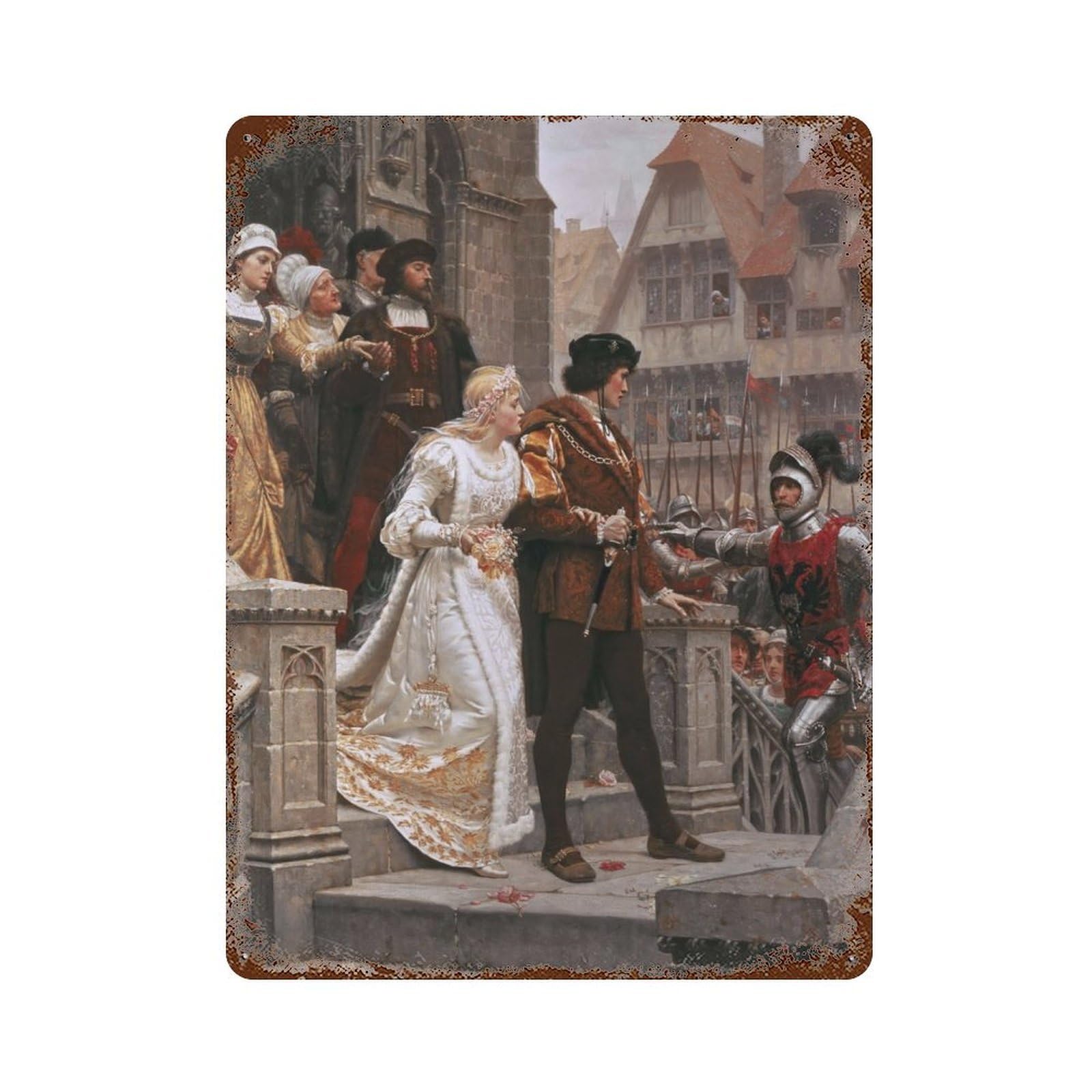 Garage Style Call to Arms by Edmund Leighton Vintage Rust Metal Sign 15.7"x11.8", Industrial Home Decor for Bar And Workshop