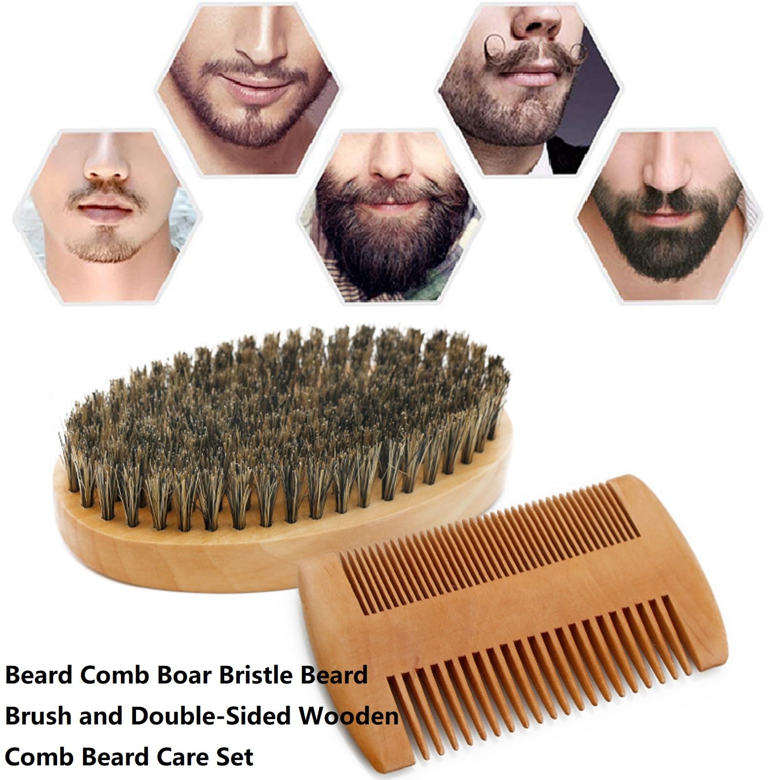 Zestaw grzebienia i szczotki do brody, szczotka do brody z włosiem z dzika, grzebień do brody dla mężczyzn, szczotka do brody z drewna i grzebień do brody, Beard Comb, szczotka do brody dla mężczyzn