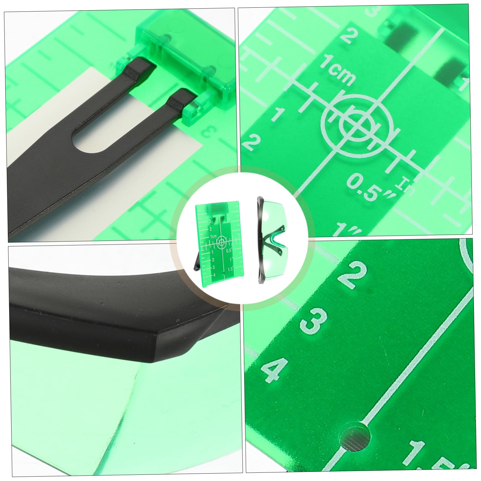 ABOOFAN Plaque Cible Magnétique pour Niveau à Bulle, Abs Robuste avec Aimants, Échelle Facile à Lire, Vert, pour Mesure et Alignement