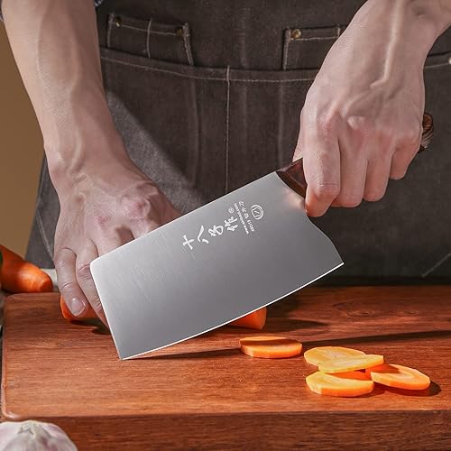 Miniatura 8 de Cuchillo chino SHI BA ZI ZUO cuchillo de carne de verduras 17 cm cortador de acero inoxidable mango de madera con peso moderado