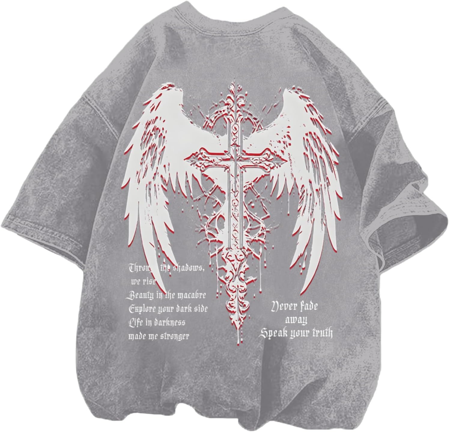 Vintage Goth Punk Shirts for Men Grunge Streetwear Oversized Tshirts Gothic Cross Y...