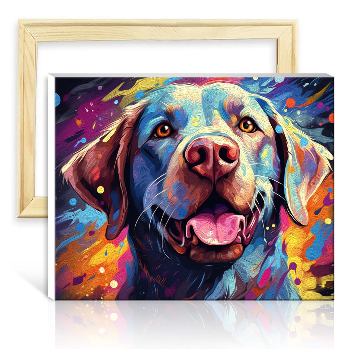 TANGFEIY Painting by Numbers Kits Labrador Dog Paint by Number Adults with Brushes and Acrylic Pigment Art Paint by Number for Adults DIY Frame(30x40cm)