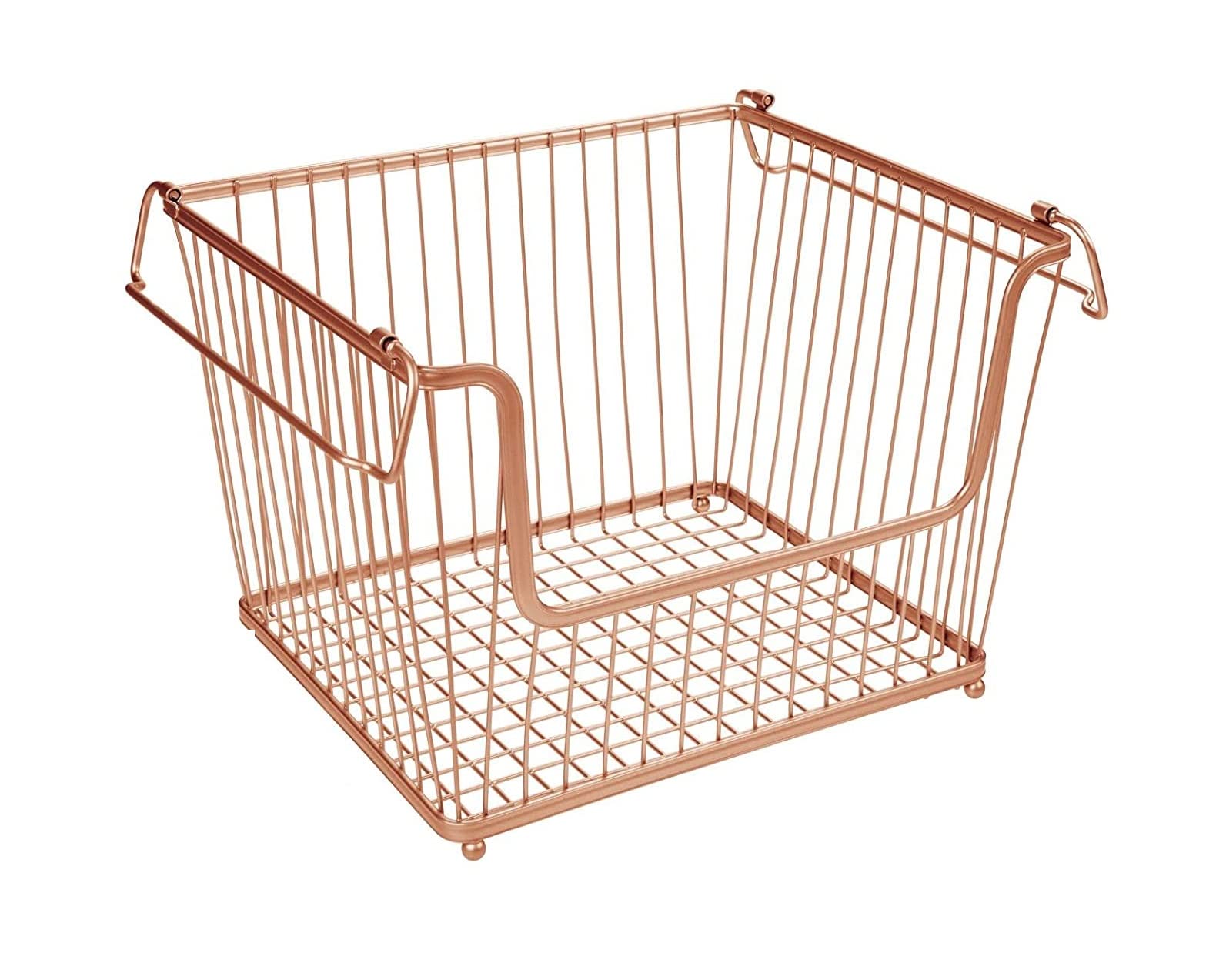 Homion Copper Large Stacking Basket Storage Veg Rack Stackers Shelf Multi-Purpose Stackable Wire Storage Basket With Carry Handles Kitchen Fruit Stand Stackable Kitchen Storage Display Rack (1)