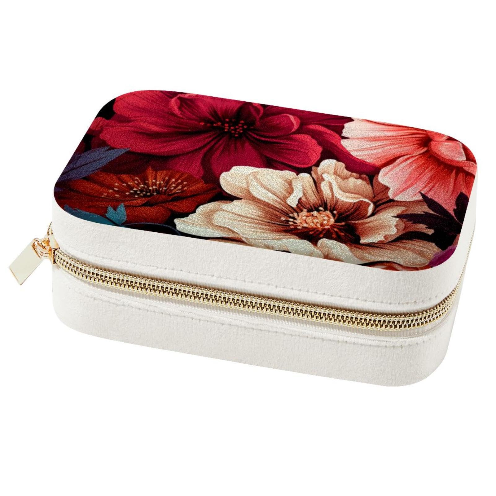 Petite boîte de rangement bijoux double couche - Coffret compact rigide antichoc