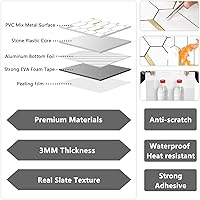 Vista 3 de Vamos Tile Azulejo Hexagonal Largo para Salpicaduras de Pared de Pelar y Pegar - 10 Hojas de Salpicaduras Adhesivas para Cocina y Baño 31.5 x 30.5