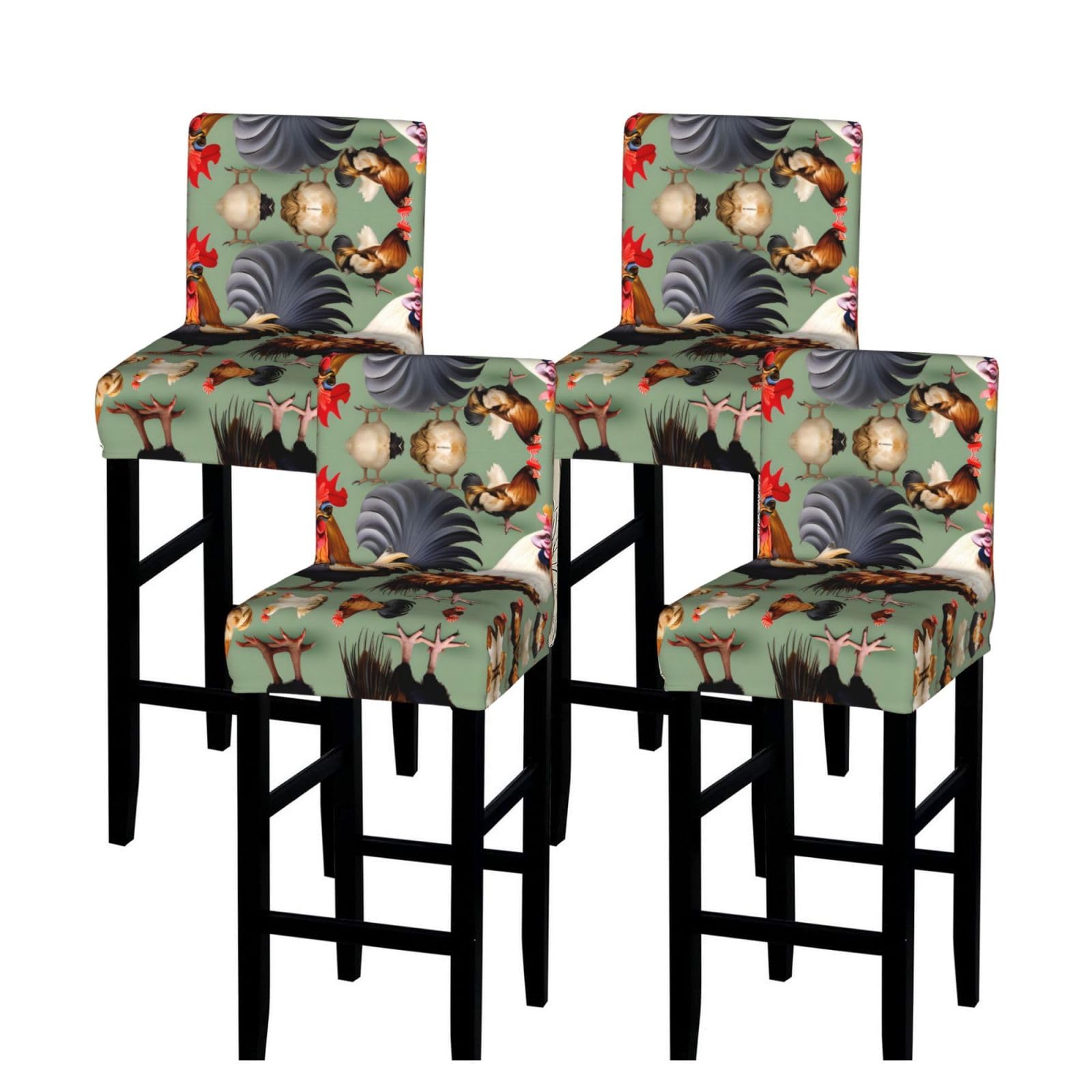 SXZVVBN Rooster and Chicken Stretch Bar Stool Covers Dining Seat