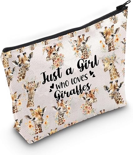 Miniatura 9 de LEVLO Divertida bolsa de cosméticos – Regalo para amantes de los animales – Just A Girl Who Loves Giraffes Makeup Zipper Bag Bag, Ama a la jirafa