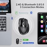 TECKNET Souris sans fil (2.4G & BT5.0/3.0 Silencieux 4800 DPI Ordinateur USB A & Souris Bluetooth 6 Boutons, large compatibilité - noir