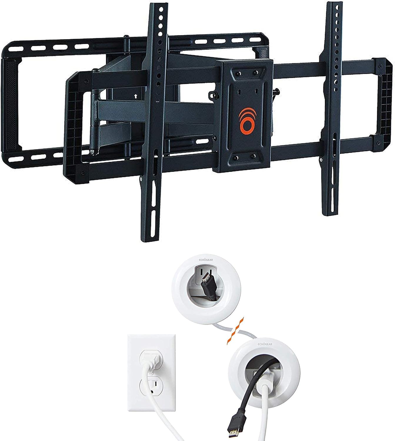ECHOGEAR TV Wall Mount with in Wall Power Kit - Mount Your TV & Hide Wires Behind The Wall
