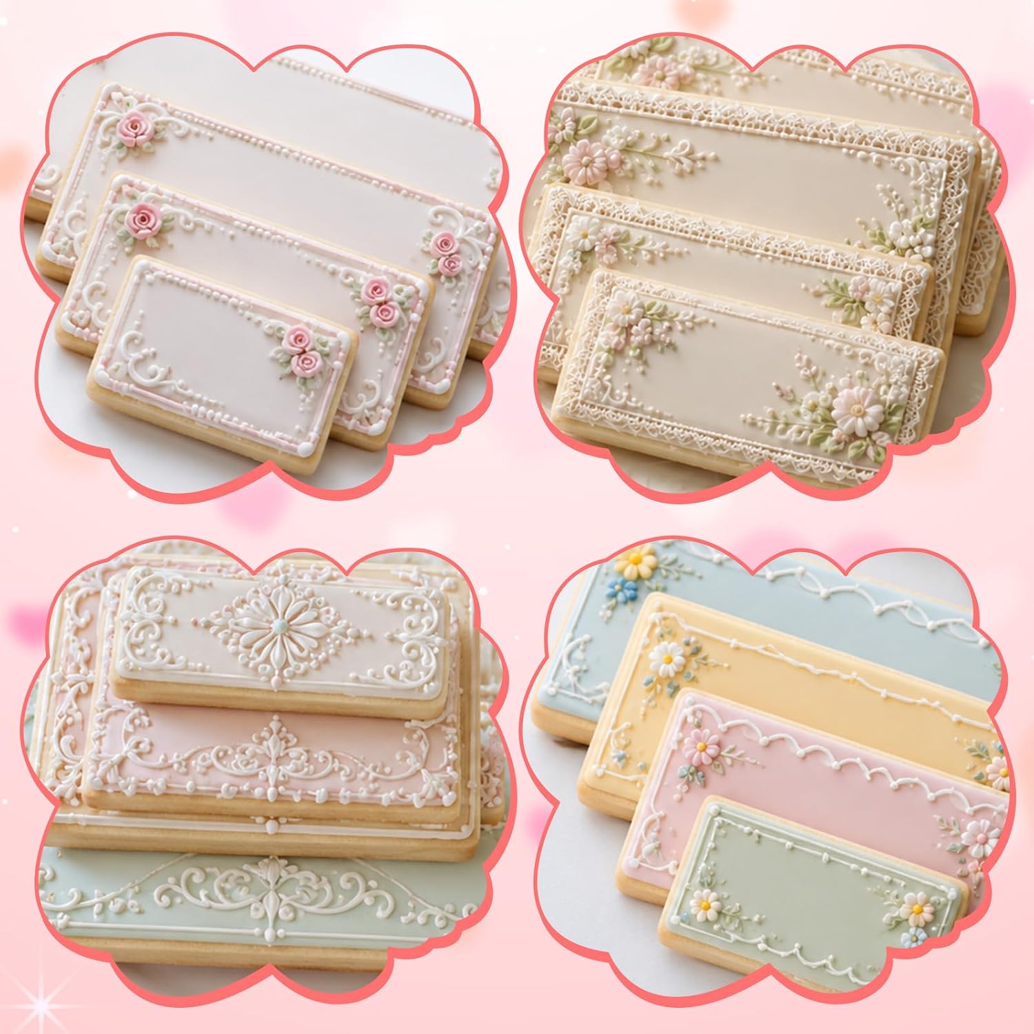 5 Pack Rectangle Cookie Cutter Stainless Steel Fondant Biscuit Molds 1.5/2/3/3.5/4.5 Inch Sandwich Cutter Shapes Square Pastry Molds Baking Supplies for Fondant Baking Craft Clay(5 Sizes)