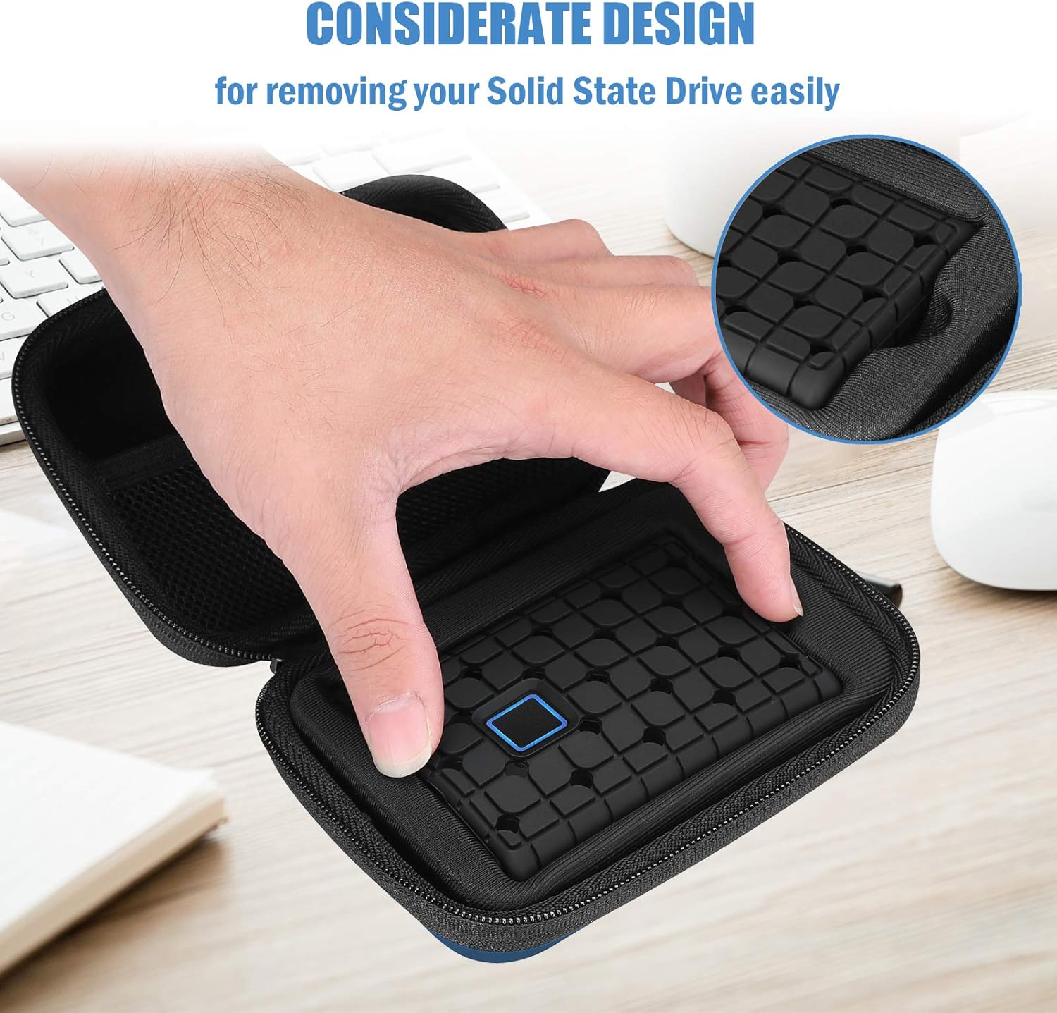 ProCase Hard Carrying Case Compatible for Samsung T7 / T7 Touch Portable SSD with Silicone Cover, Shockproof Storage Travel Organizer for T7 Touch Portable 500GB 1TB 2TB USB Solid State Drives -Navy - Image 5