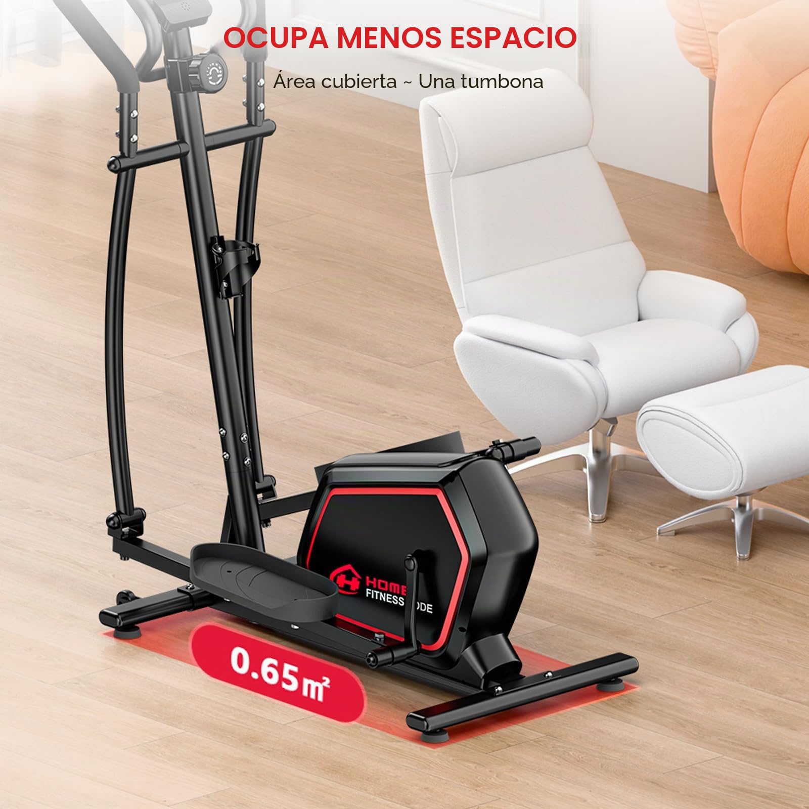 Bicicleta Elíptica Compacta para Hogar, 16 Niveles de Resistencia Magnética, Pantalla LCD, Sensor Cardíaco, Entrenamiento Silencioso 30 dB, Carga Máxima 150 kg