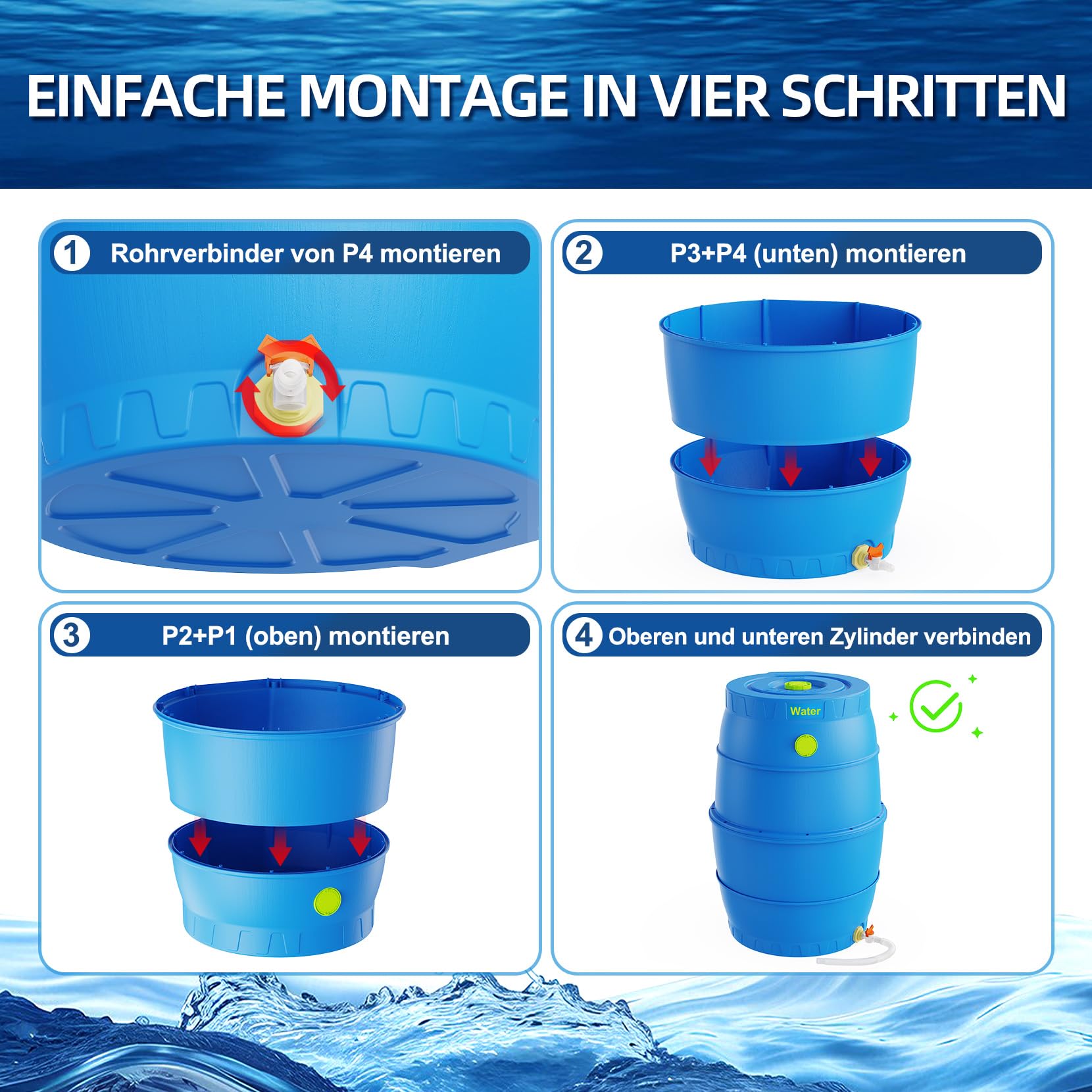Botte per acqua piovana da 170 litri per uso alimentare