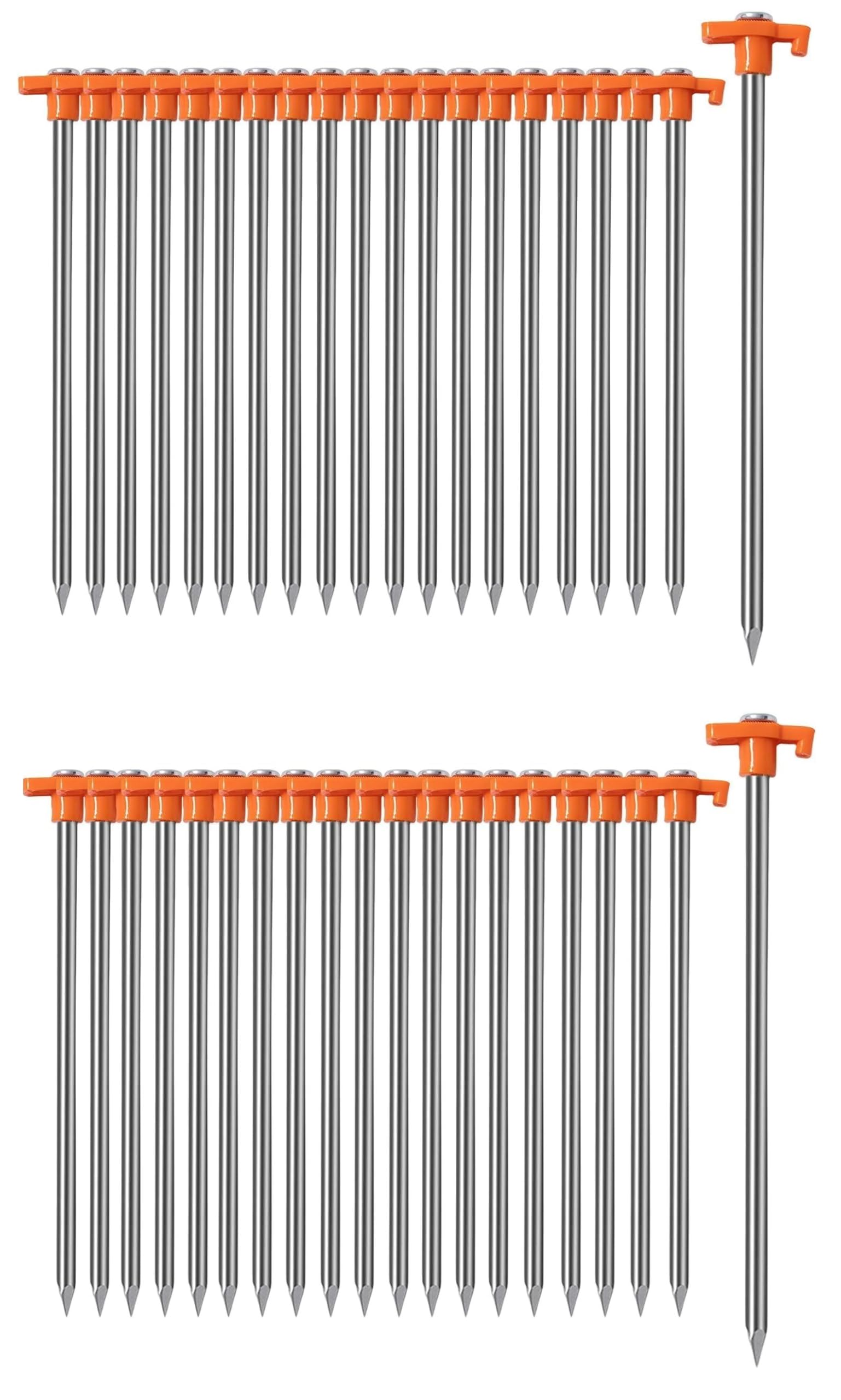 Unibos | Tent Pegs Pack Of 40 Metal Pegs, 25cm, Heavy Duty Camping Ground Pegs-Ideal Support For Garden Netting, Football Goal, Camping, Hiking, Traveling, Beach & Outdoor (Pack of 40)