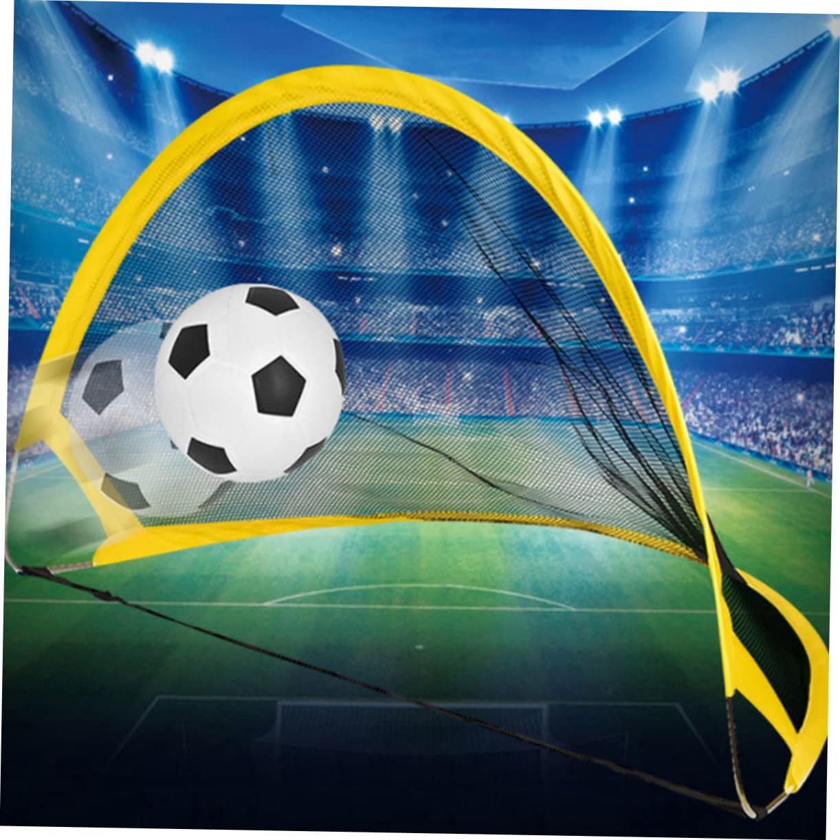 KICHOUSE 2Pcs Mini Soccer Goal Set for Portable Soccer Nets with Football Inflator Iron Nails Outdoor Game for Football Training and Play