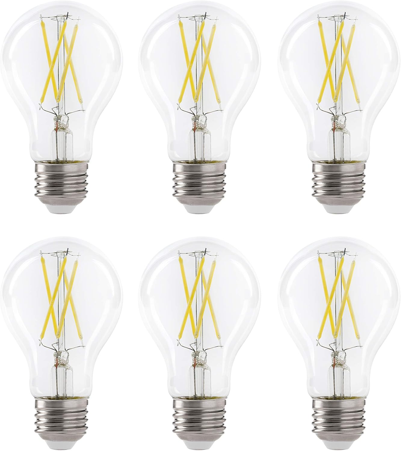 Xtricity LED 8.5W A19 Filament Clear Light Bulb, 60W Equivalent, 800 Lumens, 2700K Soft White, Dimmable, E26 Medium Base, 120V, UL Listed (6 Pack)