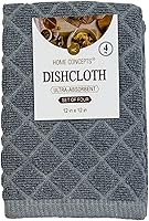 Vista 18 de Mabelle - Juego de 3 paños de cocina a rayas, color blanco, gris y gris: caja de diamante, diseño de pata de gallo, 100% algodón, secado suave